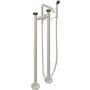California Faucets Descanso Floor Mounted Tub Filler with Built-In Diverter - Includes Hand Shower Satin Nickel