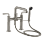 California Faucets Descanso Deck Mounted Tub Filler with Built-In Diverter - Includes Hand Shower Satin Nickel
