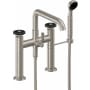 California Faucets Descanso Deck Mounted Tub Filler with Built-In Diverter - Includes Hand Shower Satin Nickel