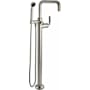 California Faucets Descanso Floor Mounted Tub Filler with Built-In Diverter - Includes Hand Shower Satin Nickel
