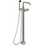 California Faucets Descanso Floor Mounted Tub Filler with Built-In Diverter - Includes Hand Shower Satin Nickel