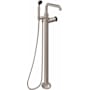 California Faucets Descanso Floor Mounted Tub Filler with Built-In Diverter - Includes Hand Shower Satin Nickel