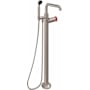 California Faucets Descanso Floor Mounted Tub Filler with Built-In Diverter - Includes Hand Shower Satin Nickel