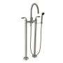 California Faucets Descanso Floor Mounted Tub Filler with Built-In Diverter - Includes Hand Shower Satin Nickel