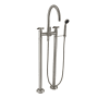 California Faucets Descanso Floor Mounted Tub Filler with Built-In Diverter - Includes Hand Shower Satin Nickel