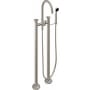 California Faucets Descanso Floor Mounted Tub Filler with Built-In Diverter - Includes Hand Shower Satin Nickel