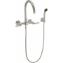 California Faucets Descanso Wall Mounted Tub Filler with Built-In Diverter, Lever Handles, and Arc Spout - Includes 1.8 GPM Hand Shower Satin Nickel