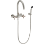California Faucets Descanso Wall Mounted Tub Filler with Built-In Diverter - Includes Hand Shower Satin Nickel