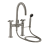 California Faucets Descanso Deck Mounted Tub Filler with Built-In Diverter - Includes Hand Shower Satin Nickel