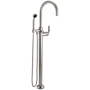 California Faucets Descanso Floor Mounted Tub Filler with Built-In Diverter - Includes Hand Shower Satin Nickel