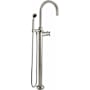 California Faucets Descanso Floor Mounted Tub Filler with Built-In Diverter - Includes Hand Shower Satin Nickel