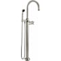 California Faucets Descanso Floor Mounted Tub Filler with Built-In Diverter - Includes Hand Shower Satin Nickel