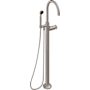 California Faucets Descanso Floor Mounted Tub Filler with Built-In Diverter - Includes Hand Shower Satin Nickel