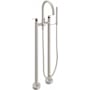California Faucets Asilomar Floor Mounted Tub Filler with Built-In Diverter - Includes Hand Shower Satin Nickel