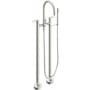 California Faucets Asilomar Floor Mounted Tub Filler with Built-In Diverter - Includes Hand Shower Satin Nickel