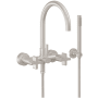 California Faucets Asilomar Wall Mounted Tub Filler with Built-In Diverter - Includes Hand Shower Satin Nickel