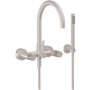 California Faucets Asilomar Wall Mounted Tub Filler with Built-In Diverter - Includes Hand Shower Satin Nickel