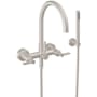 California Faucets Asilomar Wall Mounted Tub Filler with Built-In Diverter - Includes Hand Shower Satin Nickel
