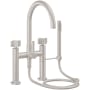 California Faucets Asilomar Deck Mounted Tub Filler with Built-In Diverter - Includes Hand Shower Satin Nickel