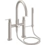 California Faucets Asilomar Deck Mounted Tub Filler with Built-In Diverter - Includes Hand Shower Satin Nickel