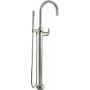 California Faucets Asilomar Floor Mounted Tub Filler with Built-In Diverter - Includes Hand Shower Satin Nickel