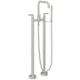 California Faucets Bolsa Floor Mounted Tub Filler with Built-In Diverter - Includes Hand Shower Satin Nickel