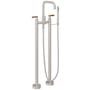 California Faucets Bolsa Floor Mounted Tub Filler with Built-In Diverter - Includes Hand Shower Satin Nickel