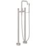California Faucets Bolsa Floor Mounted Tub Filler with Built-In Diverter - Includes Hand Shower Satin Nickel
