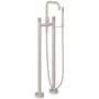 California Faucets Bolsa Floor Mounted Tub Filler with Built-In Diverter - Includes Hand Shower Satin Nickel