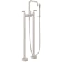 California Faucets Bolsa Floor Mounted Clawfoot Tub Filler with Built-In Diverter - Includes 1.8 GPM Hand Shower Satin Nickel
