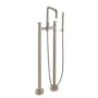 California Faucets Bolsa Floor Mounted Tub Filler with Built-In Diverter - Includes Hand Shower Satin Nickel