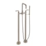 California Faucets Bolsa Floor Mounted Tub Filler with Built-In Diverter - Includes Hand Shower Satin Nickel