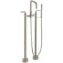 California Faucets Bolsa Floor Mounted Tub Filler with Built-In Diverter and Tamalpais Series Handles - Includes 2.0 GPM Hand Shower Satin Nickel