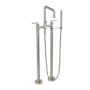 California Faucets Bolsa Floor Mounted Tub Filler with Built-In Diverter - Includes Hand Shower Satin Nickel