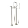 California Faucets Bolsa Floor Mounted Tub Filler with Built-In Diverter - Includes Hand Shower Satin Nickel