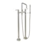 California Faucets Bolsa Floor Mounted Tub Filler with Built-In Diverter and Arpeggio Series Handles - Includes 2.0 GPM Hand Shower Satin Nickel