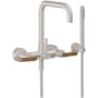 California Faucets Bolsa Wall Mounted Tub Filler with Built-In Diverter - Includes Hand Shower Satin Nickel