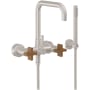 California Faucets Bolsa Wall Mounted Tub Filler with Built-In Diverter - Includes Hand Shower Satin Nickel