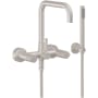 California Faucets Bolsa Wall Mounted Tub Filler with Built-In Diverter - Includes Hand Shower Satin Nickel