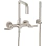 California Faucets Bolsa Wall Mounted Tub Filler with Built-In Diverter - Includes Hand Shower Satin Nickel