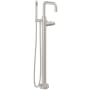 California Faucets Bolsa Floor Mounted Tub Filler with Built-In Diverter - Includes Hand Shower Satin Nickel
