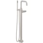 California Faucets Bolsa Floor Mounted Tub Filler with Built-In Diverter - Includes Hand Shower Satin Nickel