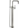 California Faucets Bolsa Floor Mounted Tub Filler with Built-In Diverter - Includes Hand Shower Satin Nickel