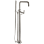 California Faucets Bolsa Floor Mounted Tub Filler with Built-In Diverter - Includes Hand Shower Satin Nickel