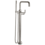 California Faucets Bolsa Floor Mounted Tub Filler with Built-In Diverter - Includes Hand Shower Satin Nickel