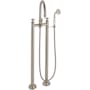 California Faucets Palomar Floor Mounted Tub Filler with Built-In Diverter and Montecito Series Cross Handles - Includes 2.0 GPM Hand Shower Satin Nickel