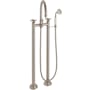 California Faucets Palomar Floor Mounted Tub Filler with Built-In Diverter and Miramar Series Cross Handles - Includes 2.0 GPM Hand Shower Satin Nickel