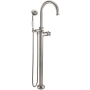 California Faucets Palomar Floor Mounted Tub Filler with Built-In Diverter - Includes Hand Shower Satin Nickel