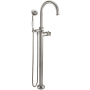 California Faucets Palomar Floor Mounted Tub Filler with Built-In Diverter - Includes Hand Shower Satin Nickel