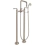 California Faucets Hermosa Floor Mounted Tub Filler with Built-In Diverter - Includes Hand Shower Satin Nickel